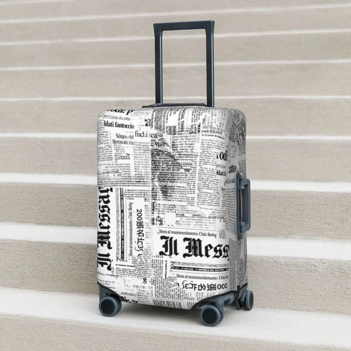 Newspaper Collage Suitcase Cover Texts And Headlines Fun Travel Protector Luggage Supplies Holiday