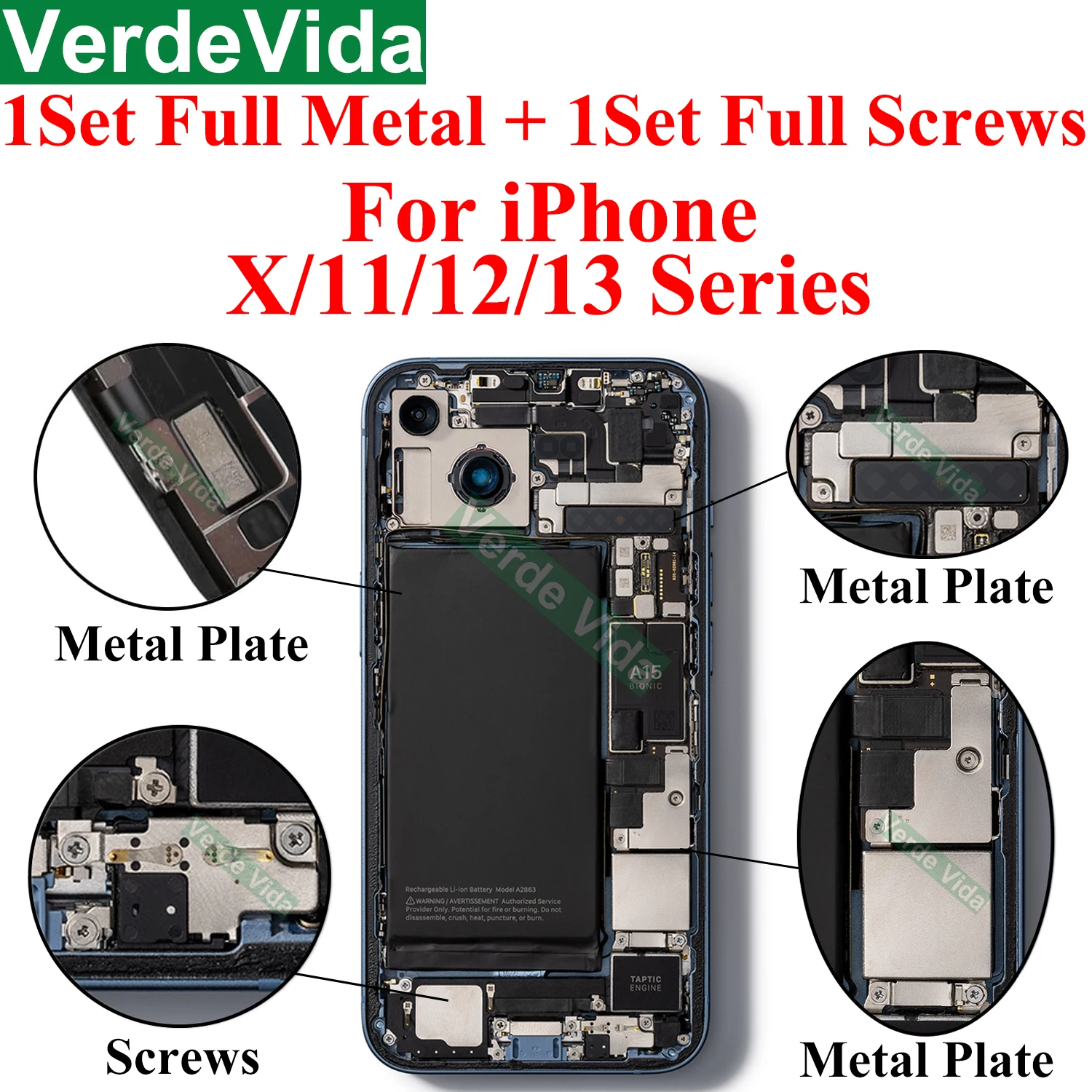 1set Full Inside Small Metal Holder Bracket Shield Plate For iPhone X XR XS 11 12 13 Pro Max Internal Full Screws Replacement