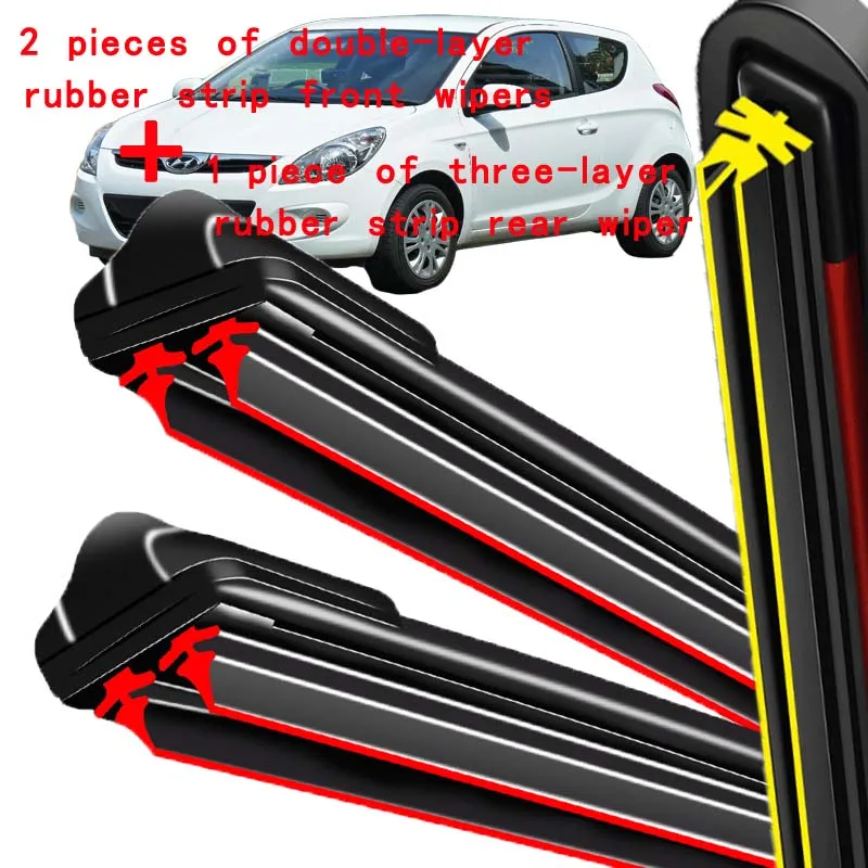 

For Hyundai i20 PB 2008-2014 2009 2010 2011 2012 2013 Wiper Front & Rear Wiper Blades Windshield Windscreen Window 24"+16"+12"