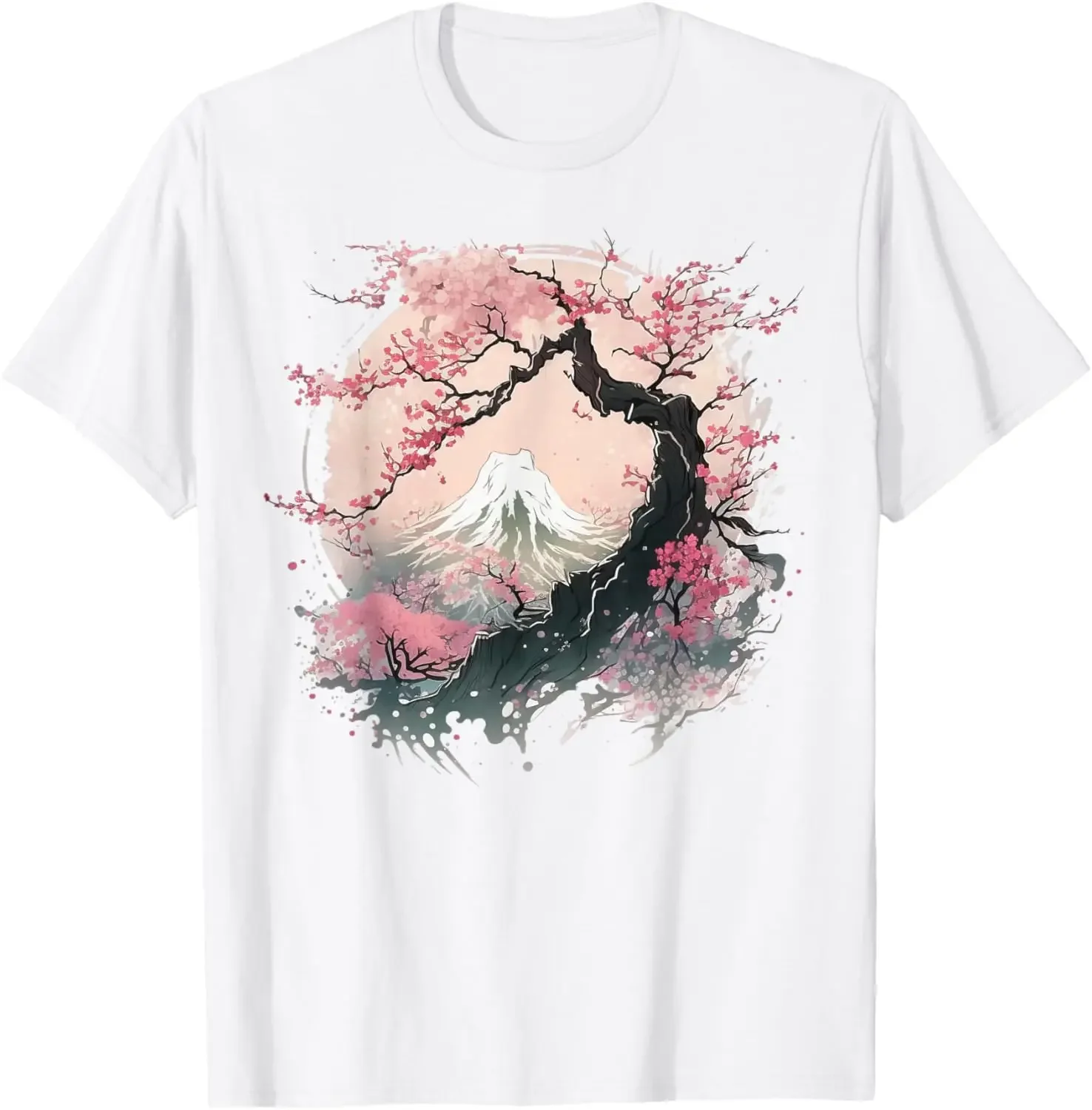 

Mount Fuji Cherry Blossom Graphic Tee Soft Breathable Cotton T-Shirt Men Streetwear Trip