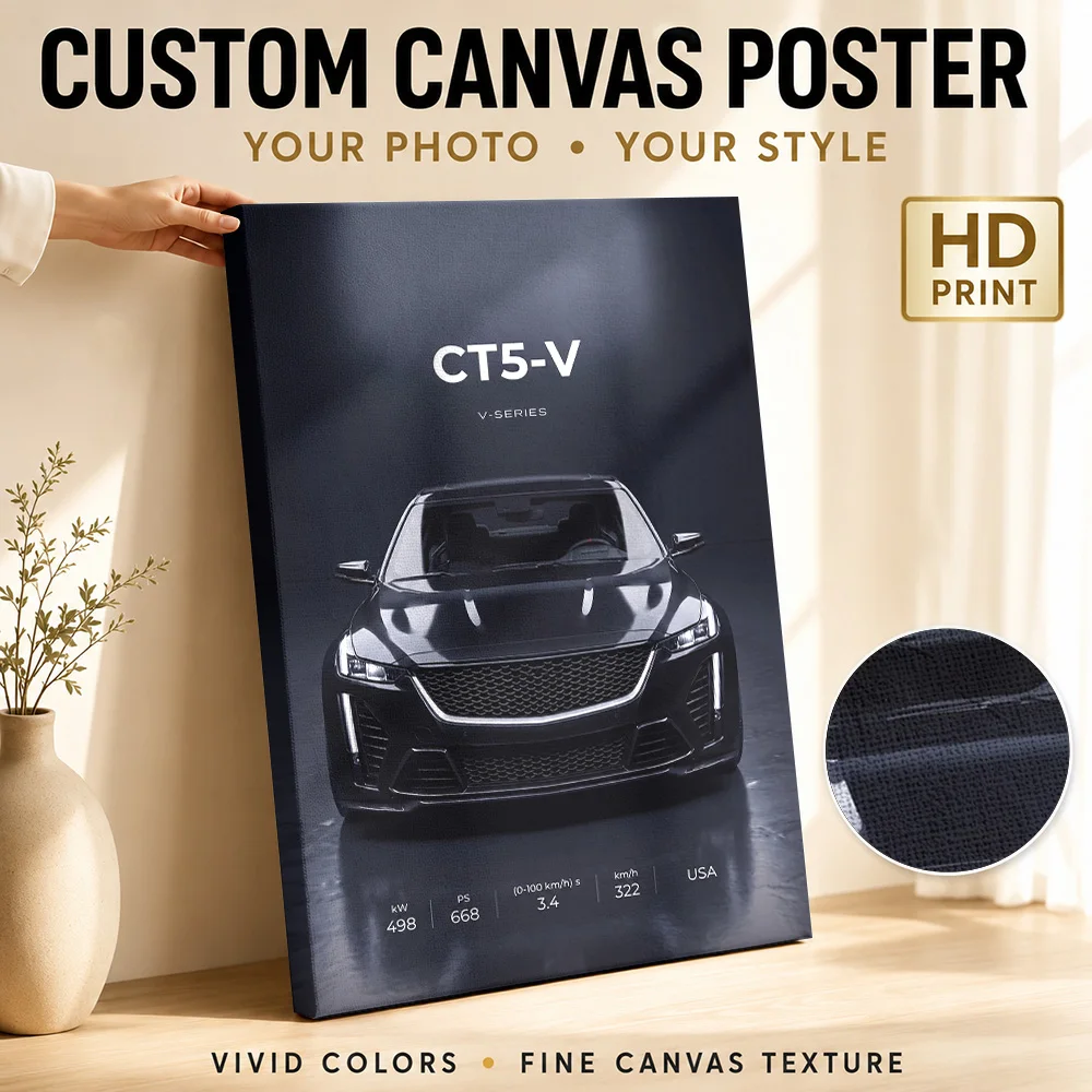 American CT5-V Blackwing Performance Car Framed Canvas Poster Customized Photo Moody Lighting Wall Art For Studio Driver Gift