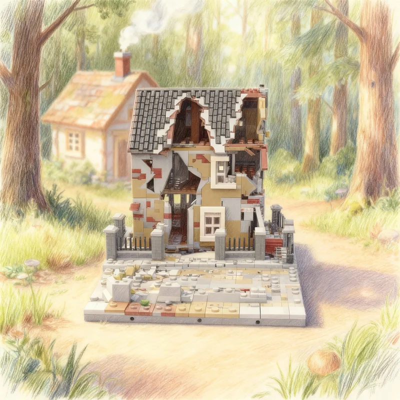 5629 Piezas MOC Casa en Ruinas, Modelo de Carretera, Bloques de Construcción, Juguetes de Arquitectura, Ensamblaje DIY, Regalos de Navidad, Idea Creativa de Ladrillos Educativos