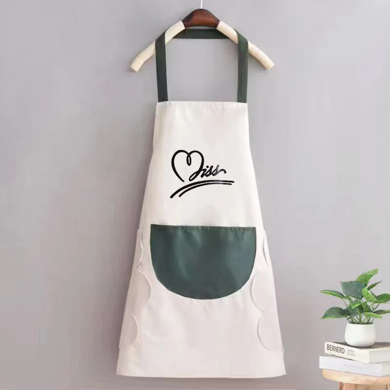 Household Waterproof Hand-Wiping Apron Kitchen Oil-Proof Apron Adult Cooking Hanging Neck Bibs Home Aprons Kitchen Accessory