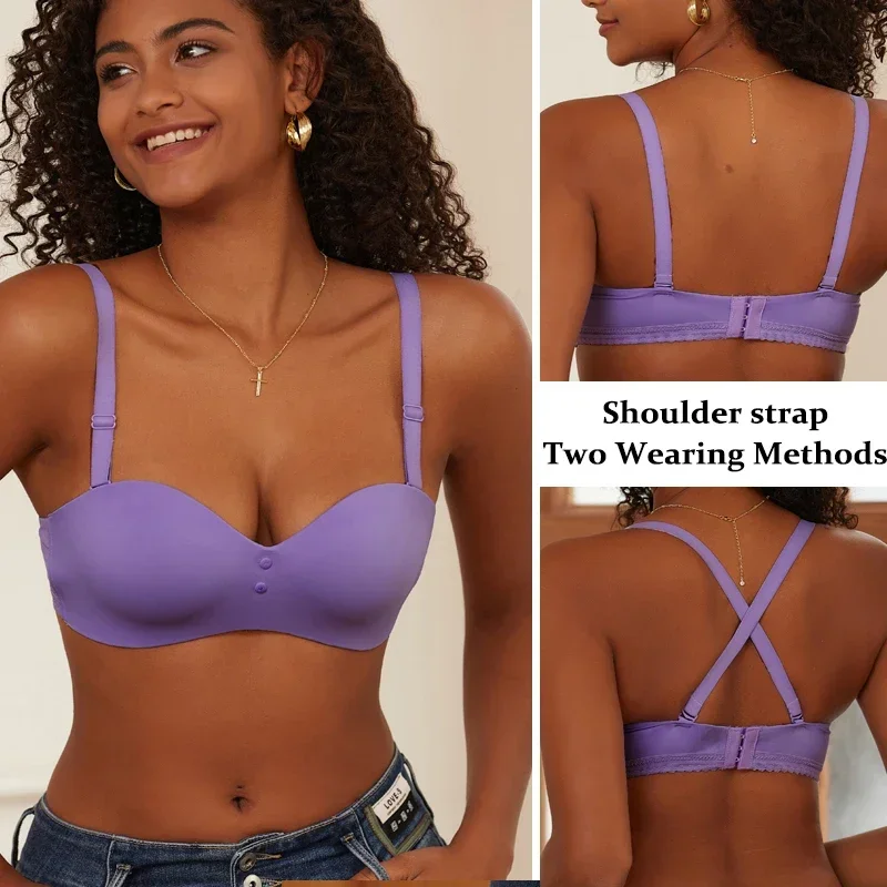 المرأة مثير سلس حمالات الصدر قابل للتعديل رفع حمالة لا الصلب الإناث ملابس داخلية مريحة السيدات بلون الملابس الداخلية Bralette