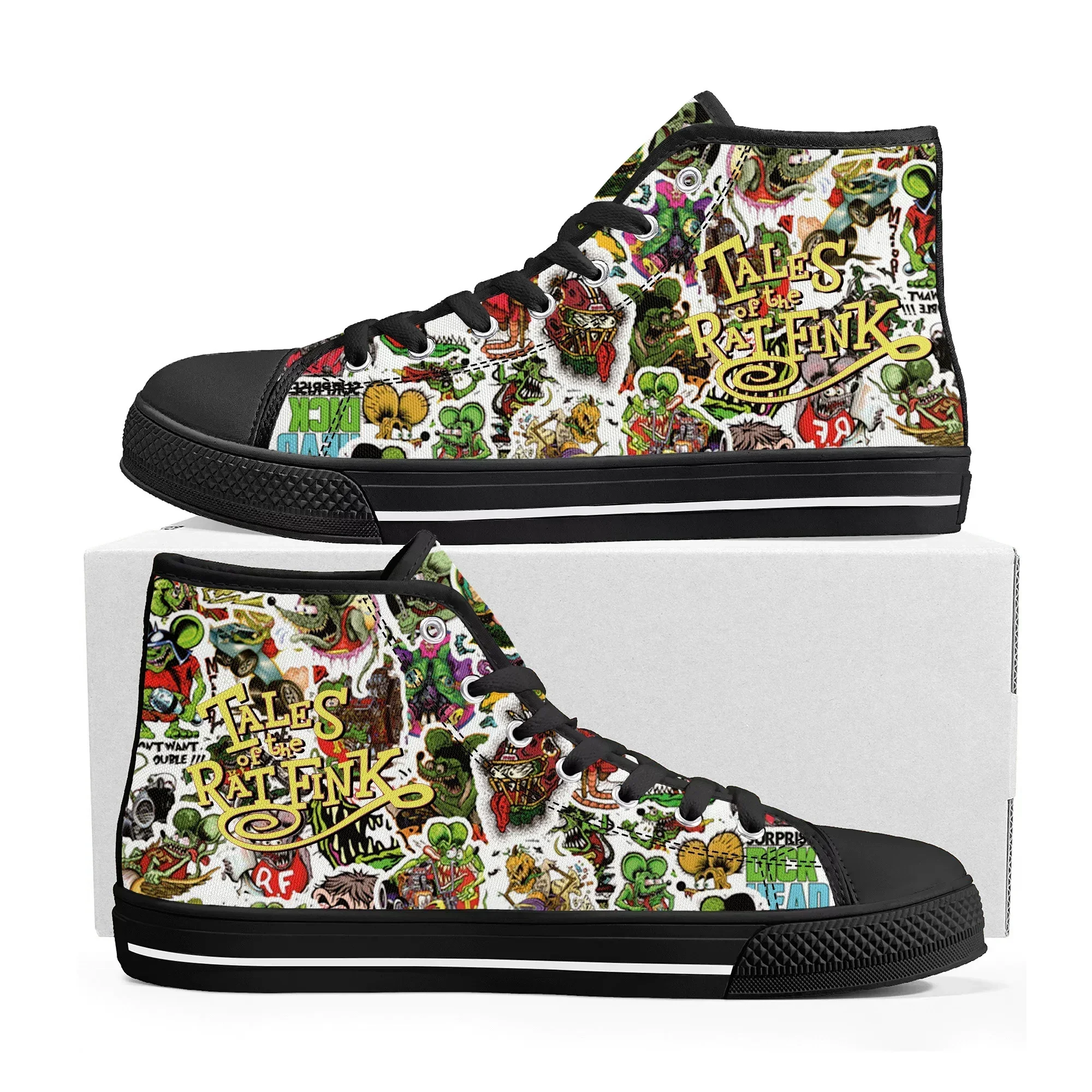 

Tales Of The Rat Fink High Top Sneakers Mens Womens High Quality Canvas Sneaker Anime Cartoon Casual Custom Made Shoes