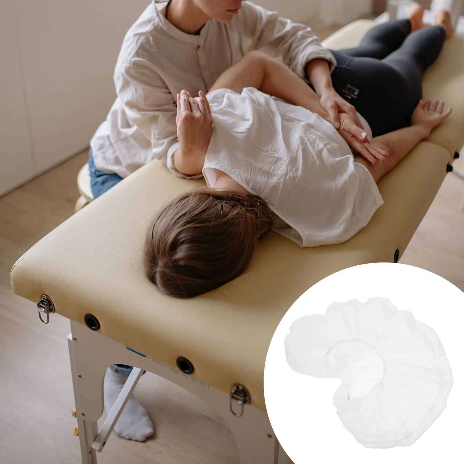 

50 Pcs U-shaped Pillowcase Massage Headrest Covers Salon Spa Tools Non-woven Breathable White Bed Pillows Cradle Supplies