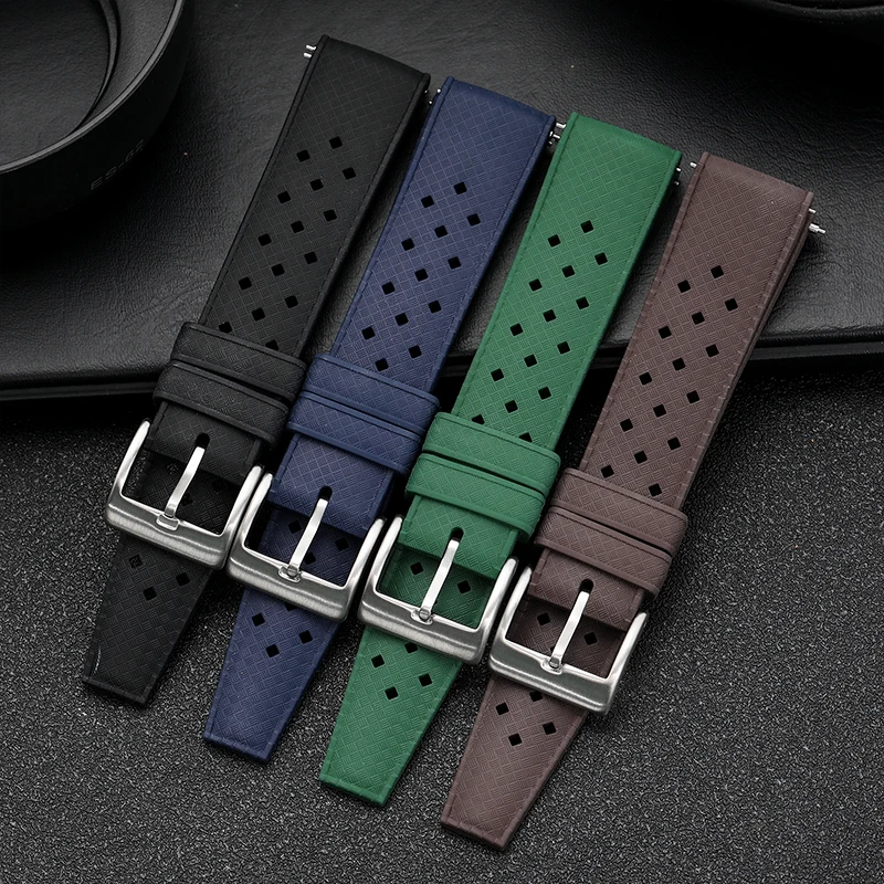 Premium FKM Rubber Watchband 20mm 22mm Fast Release for 62MAS SKX007 Soft Comfortable Flat-end Universal Watch Strap