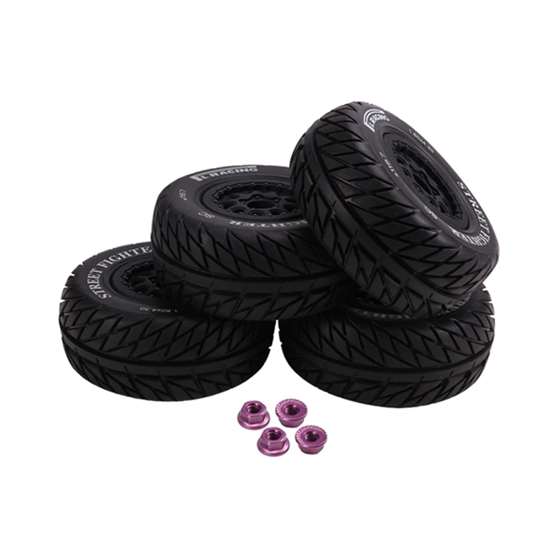 4Pcs 110mm 1/10 Short Course Truck Tires Tyre Wheel with 12mm Hex for Slash Senton HuanQi 727 Vkar 10sc Rc Car-A51M
