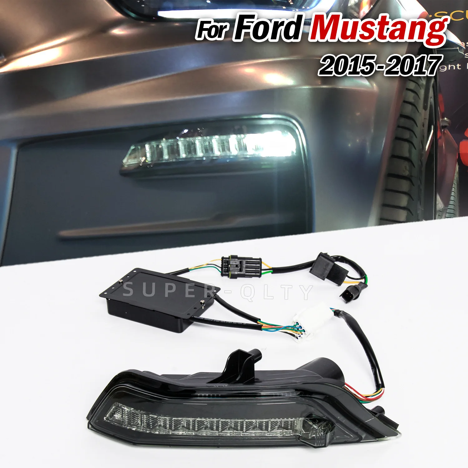 포드 머스탱 범퍼 조명 2015-2019 용 2 PCS LED 주간 주행 등 앞 범퍼 조명