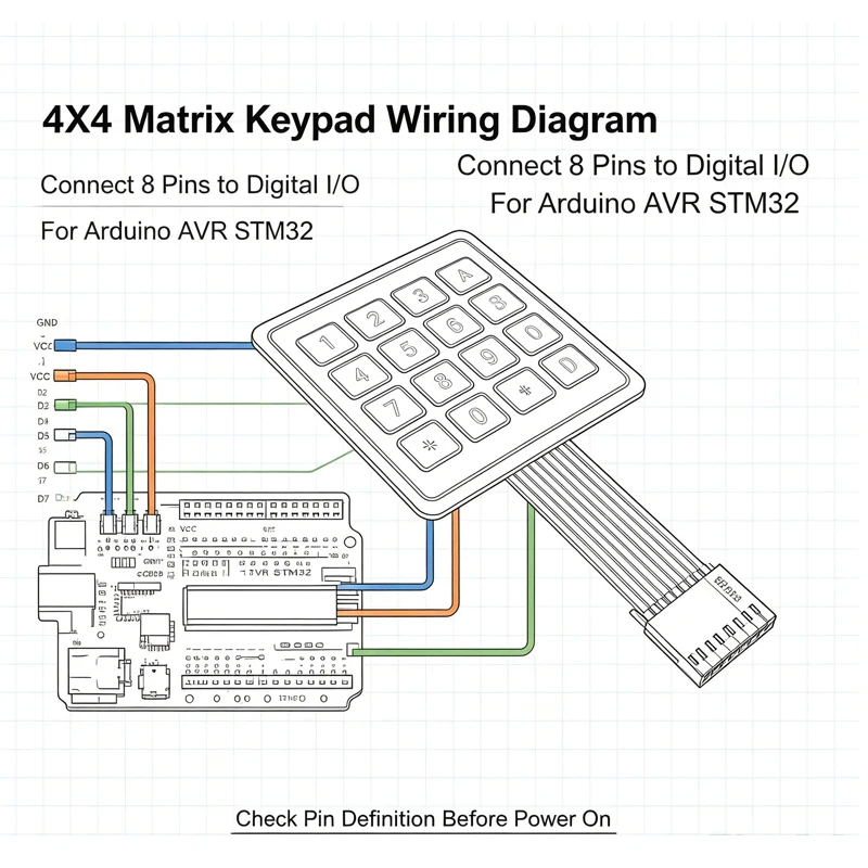 4X4 Matrix-Tastatur für Arduino Array-Modul 16-Tasten-Membranschalter Erweiterungs-Tastaturfeld 4*4 Steuerung Mikroprozessor AVR – Detail 1