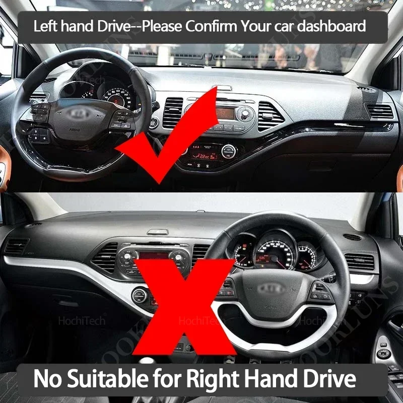 Car Dashboard Cover Avoid Light Pad Instrument Panel Mat Case Carpets For Kia Picanto Morning TA 2012 2013 2014 2015 2016