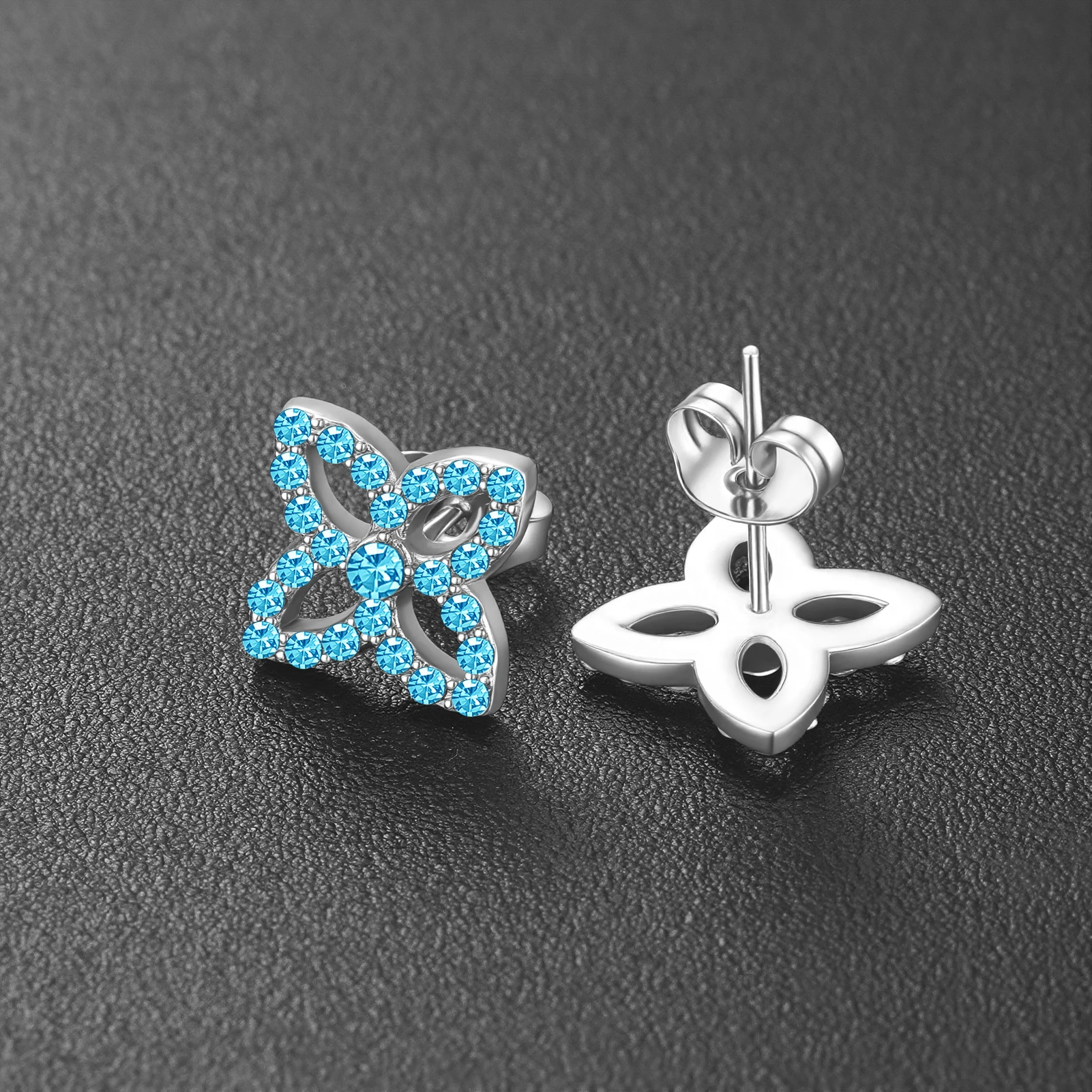 Eueavan 3D Vierblättriges Kleeblatt Kristall Ohrstecker Edelstahl Kristall Glücksbringer Kleeblatt Blumen Schmuck Damen Ohrringe Großhandel – Detail 2