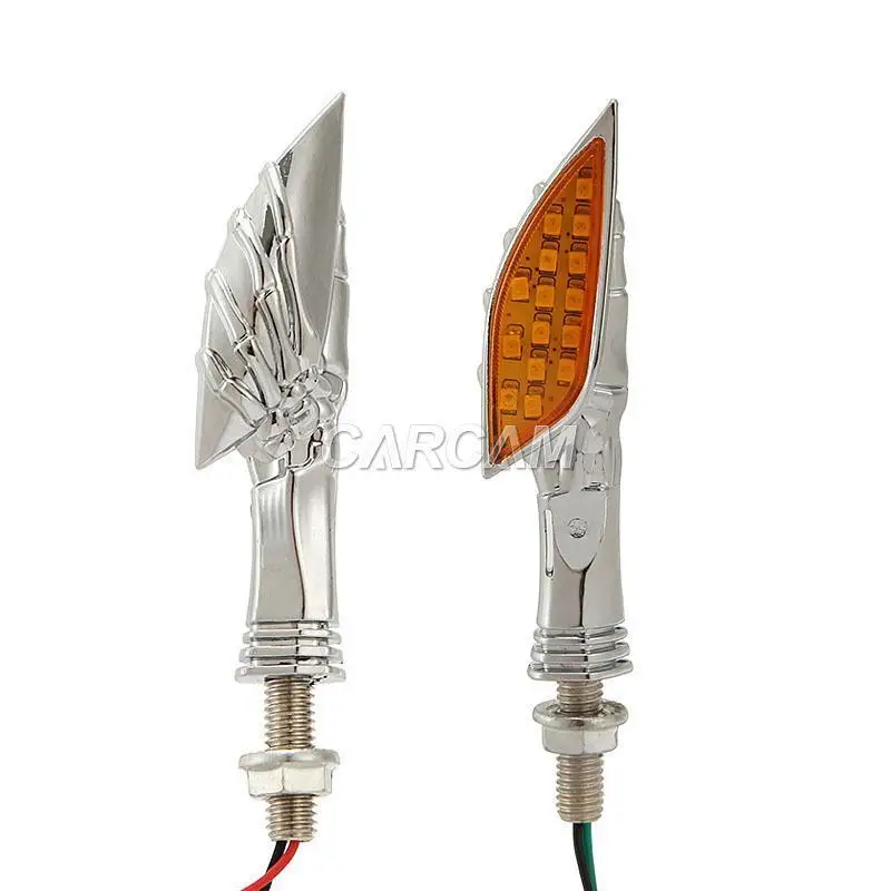 

15 led Chrome Skull Motorcycle Turn Signals Indicator Bobber Cruiser Chopper For Harley Davidson Victory Kawasaki Suzuki ...