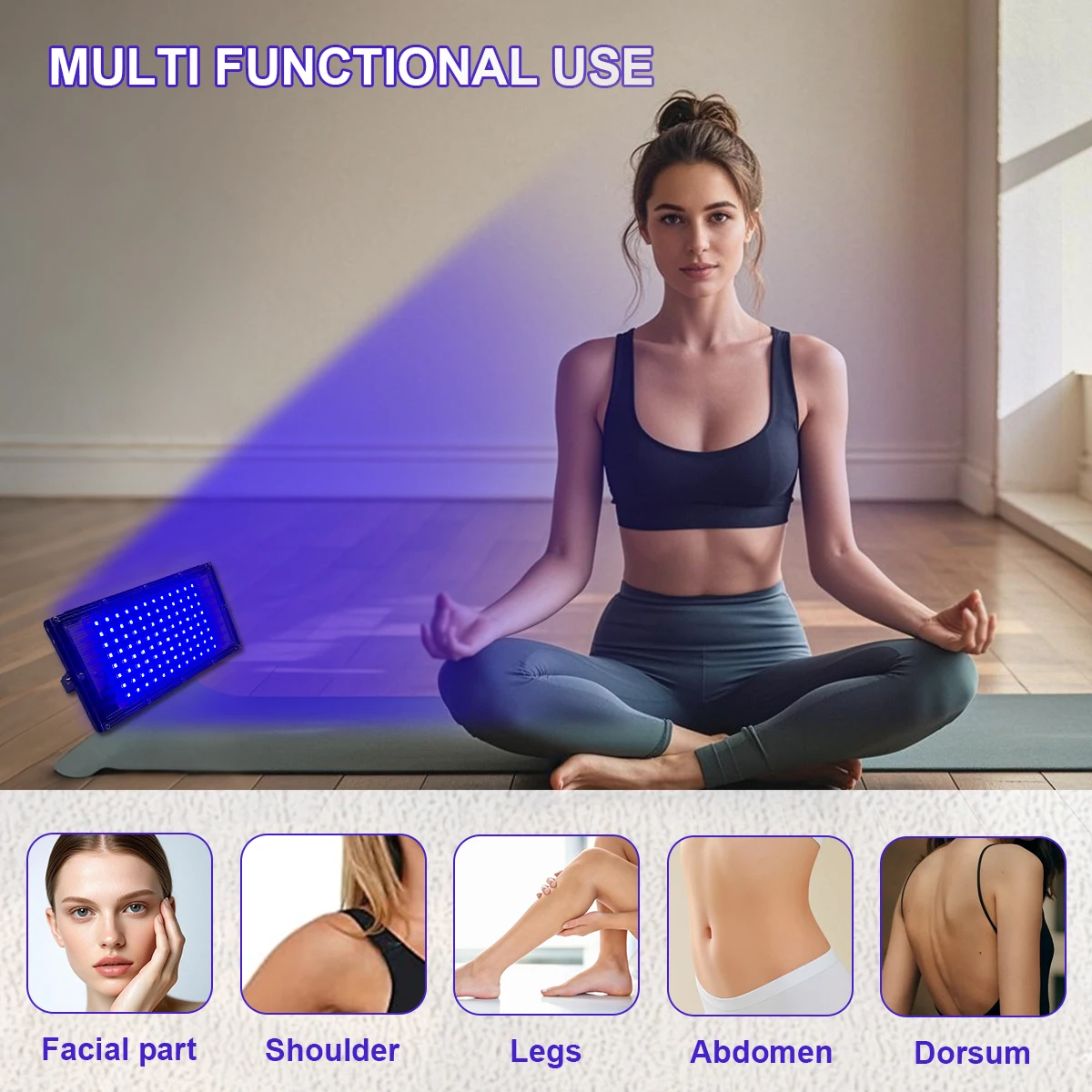 Lâmpada de bronzeamento ultravioleta, lâmpada de espreguiçadeira USB, usada para bronzear o corpo, 96 lâmpadas, 460 comprimento de onda, produto para cuidados com a pele