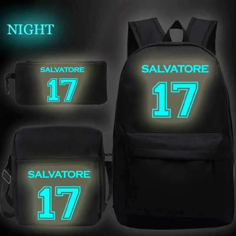 Luminous The Vampire Diaries 3pcs Backpack Boy Student School Bags Computer Laptop Bagpack Outdoor Waterproof Backpacks Mochila