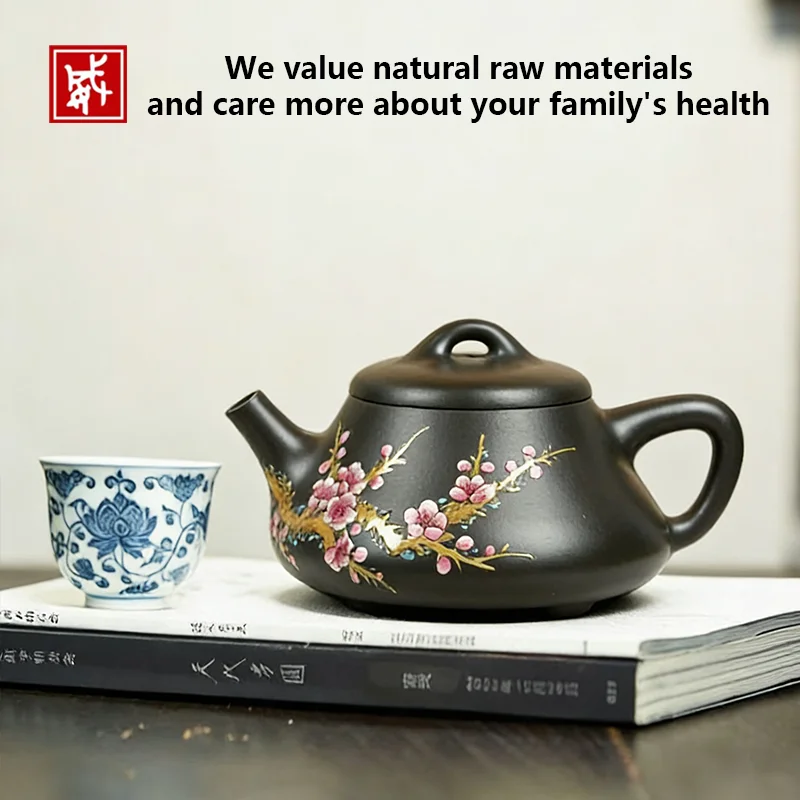 

Davi Pottery 190ml Plum Stone Scoop Zisha Teapot - Natural Sky-Green Clay, Handmade Elegance for Your Daily Home Tea Time!