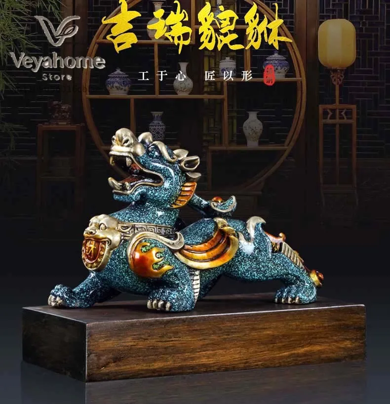 Company home Porch lobby thriving business Good luck Money dragon color brass Sculpture ART best office Ornament