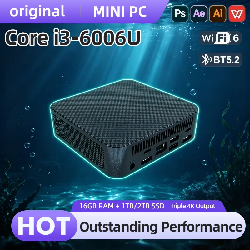 Intel Core i3-6006U Mini PC 16GB DDR4