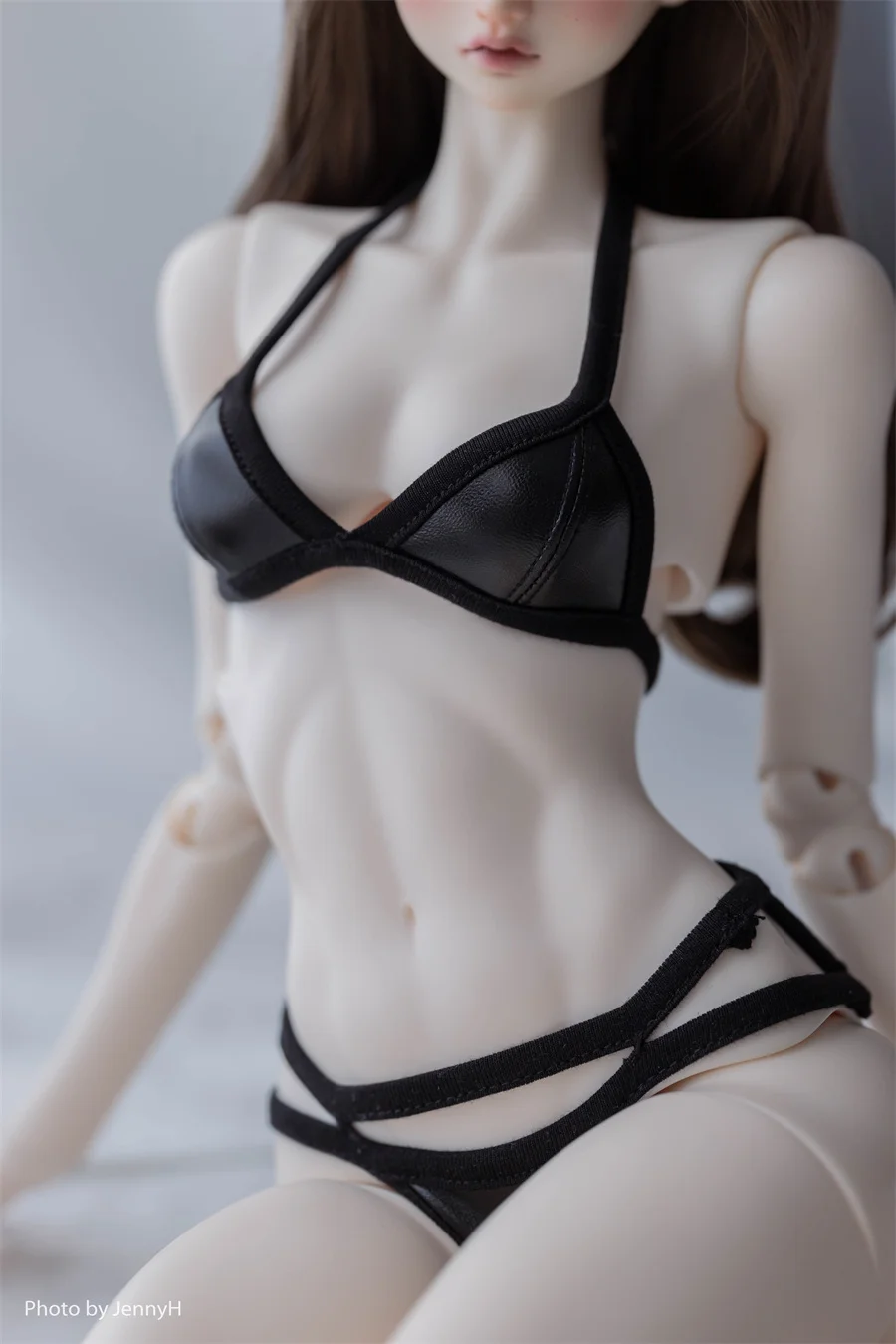 

Игрушечная одежда для куклы BJD, комплект нижнего белья для девочек, элегантный матовый кожаный бретелька 1/4 Impl63, элегантный черный бюстгальтер, трусики, подарок, аксессуары для кукол