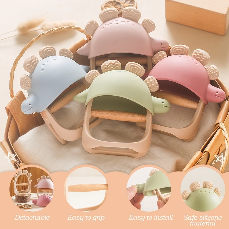 Baby Teether Toys Dinosaur Gloves Teether Silicone Newborn Training Grip BPA Free Food Grade Baby Anti-biting Teething Toy Gift