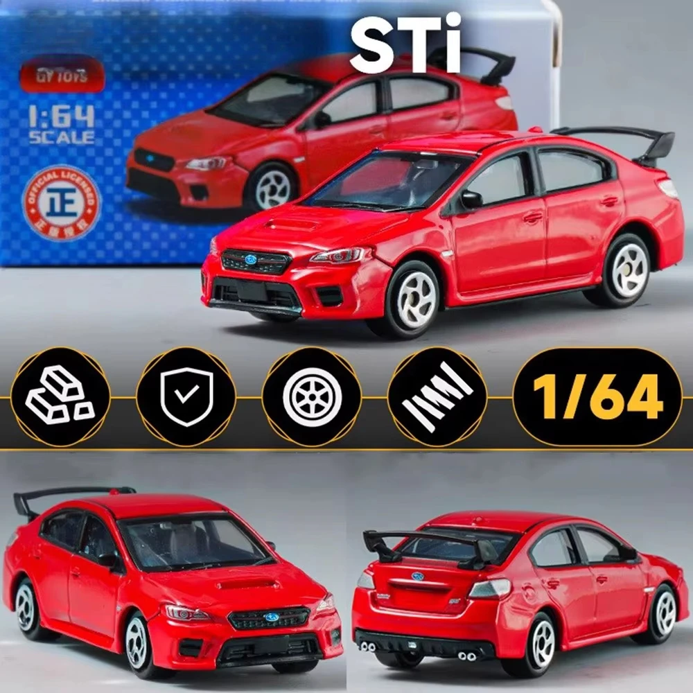 1:64 Maßstab Legierung Druckguss WRX STI Spielzeugmodellautos Vorwärtsfahrendes Mini-Fahrzeug mit Radstoßdämpfung Miniatur-Auto für Sammler