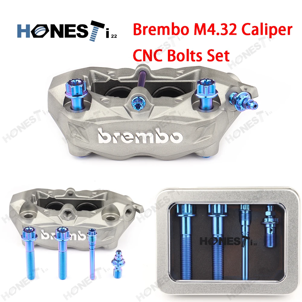 HONESTI22 Gr5 Titanium alloy Brembo M4.32 caliper cnc bolts set,Calipers modified