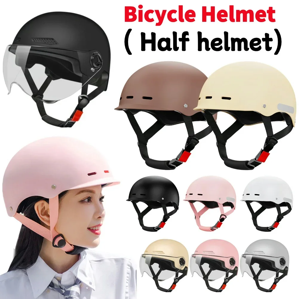 

Electric Bike Safety Helmet Bicycle Helmet 3C Certified Adult Children Cartoon Motorcycle Half Helmet with Goggle Scooter Helmet