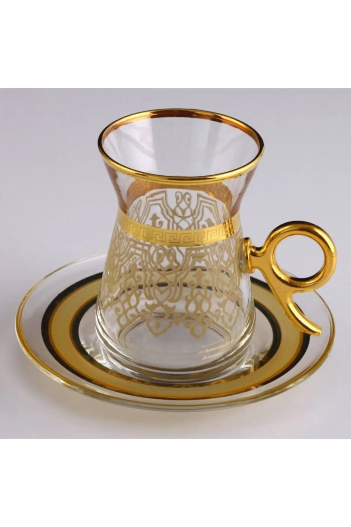 

DOLBOVI İlayda Cream Gold Decor Handle Tea Set 12 Parça 6 Personality English Tea Glass Cup