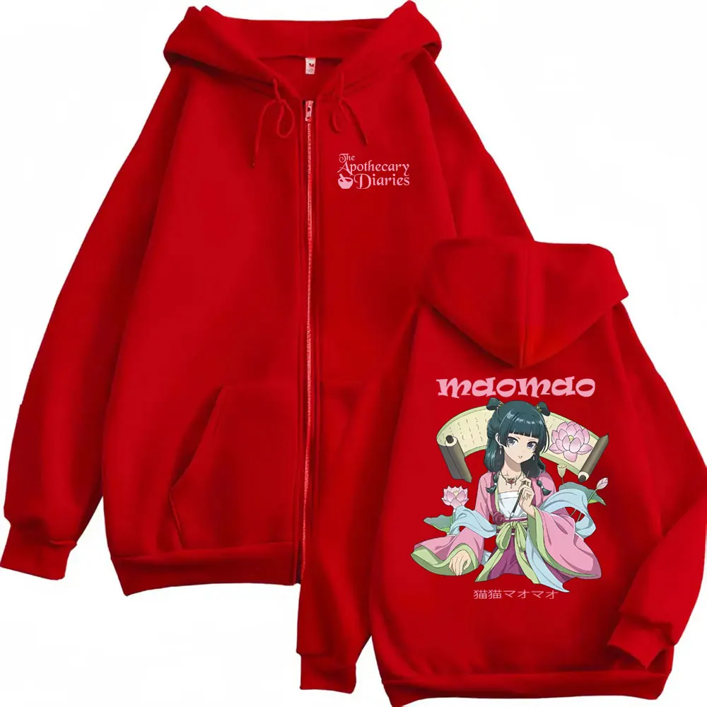 Anime The Apothecary Diaries Maomao Merch Zipper Hoodie Männer Frauen Übergroße Zip Up Jacke Männlich Vintage Casual Zip Up Sweatshirt – Detail 3