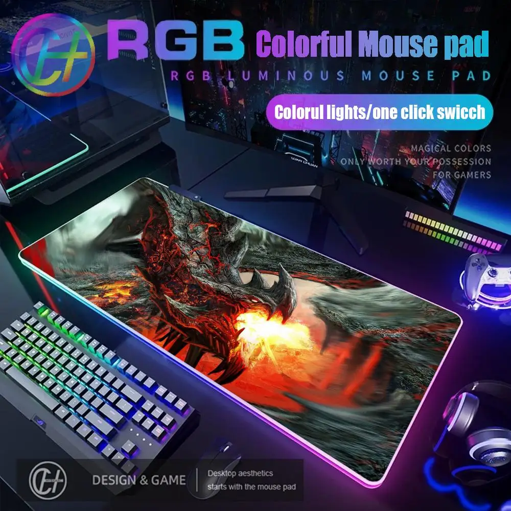 

Коврик для мыши Fantasy Dragon Phoenix RGB игровой коврик для мыши настольный коврик HD геймер большой светодиодный светильник XXL коврики для мыши ПК компьютерный ковер