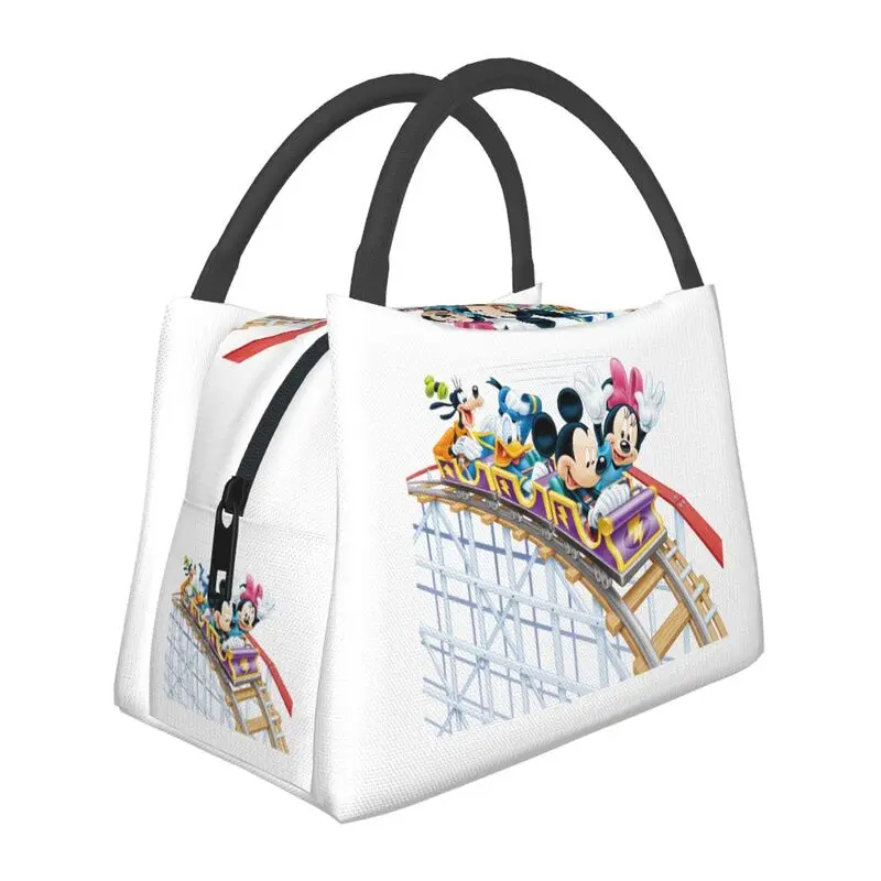 

Mickey Mouse Pluto Minnie Goofy Donald Duck Insulated Lunch Tote Bag for Women Resuable Cooler Thermal Bento Box Work Travel