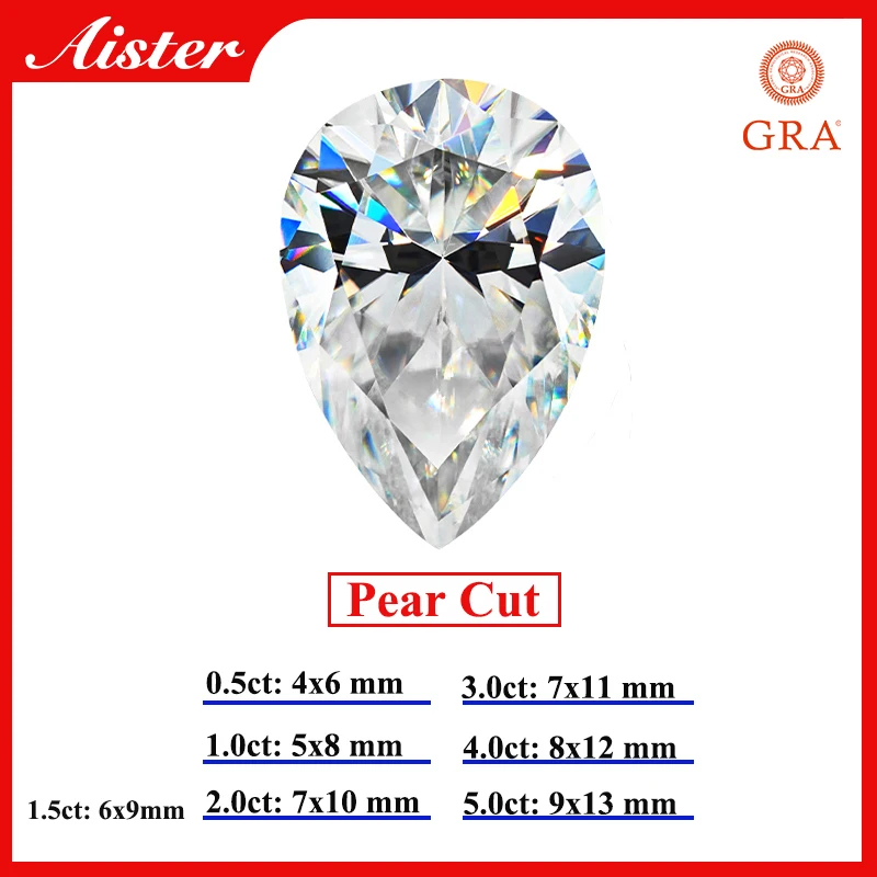 NONE D Farbe Moissanit Stein rund / oval / Birne / strahlend / Smaragd / Herz / Prinzessin / Kissen / Asscher / Trilliantschliff 1,0-5,0 ct 5