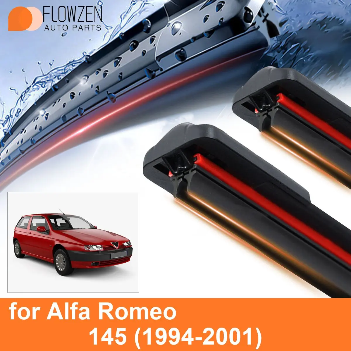 Car Windshield Wiper Blades for Alfa Romeo 145 Double Rubber Frameless Bracketless WipersSoft Accessories 1998 1999 2000 2001