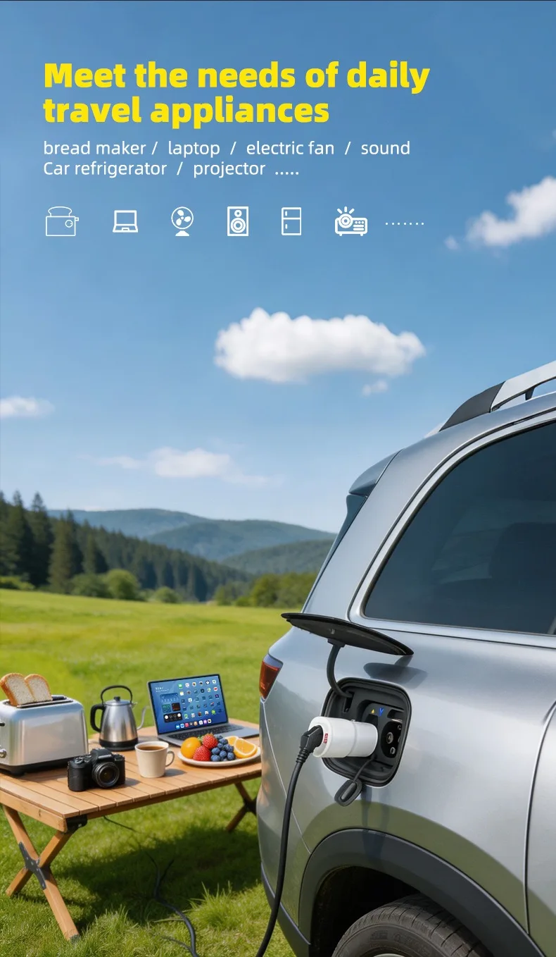 ELEVON Typ2 Tragbarer V2L-Adapter mit Leistungseinstellschalter für Typ2 EV-Fahrzeuge zum Laden und Entladen für Camping und Outdoor-Nutzung – Detail 7