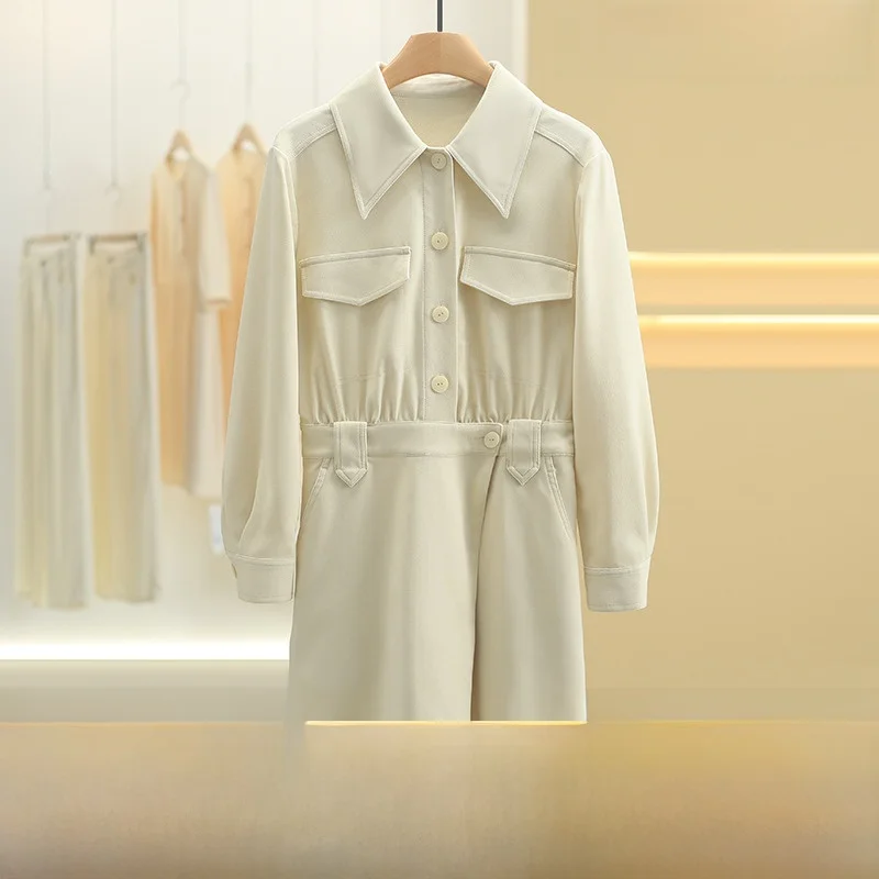 Effetto dimagrante coreano Sle Simple Ele Winter New Dr Long Sve Commute Faion Ladies' Dr Scena casual