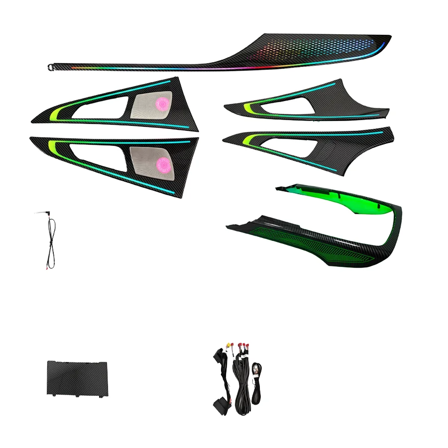 

Динамическая подсветка салона автомобиля Rainbow Symphony из углеродного волокна с 256 цветами, светодиодная декоративная подсветка для Audi A6