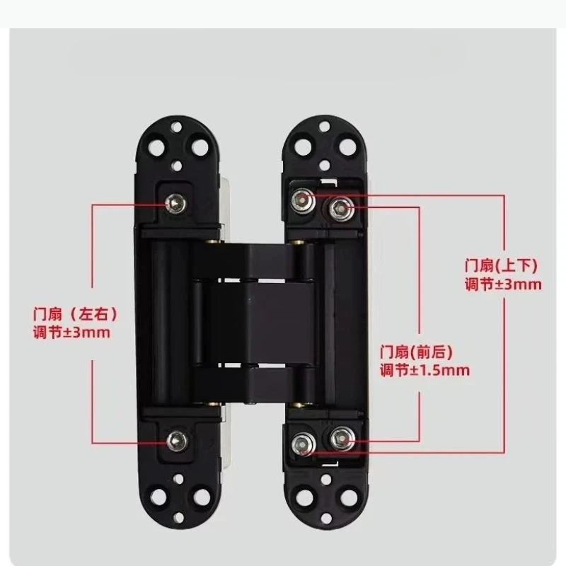 مفصلات أثاث من سبائك الزنك قابلة للتعديل ثلاثية الأبعاد، مفصلات باب مخفية، مفصلات صامتة للباب قابلة للطي