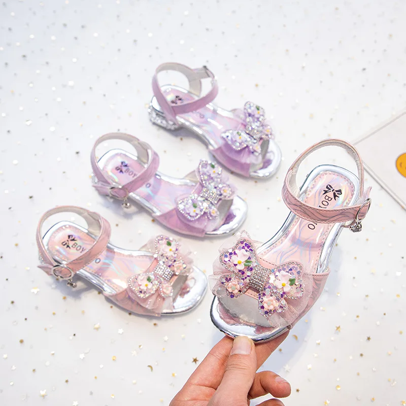 

2025 детские нарядные сандалии принцессы для девочек, туфли с открытым носком и мягкой подошвой, платье для девочек, сандалии принцессы для выступлений