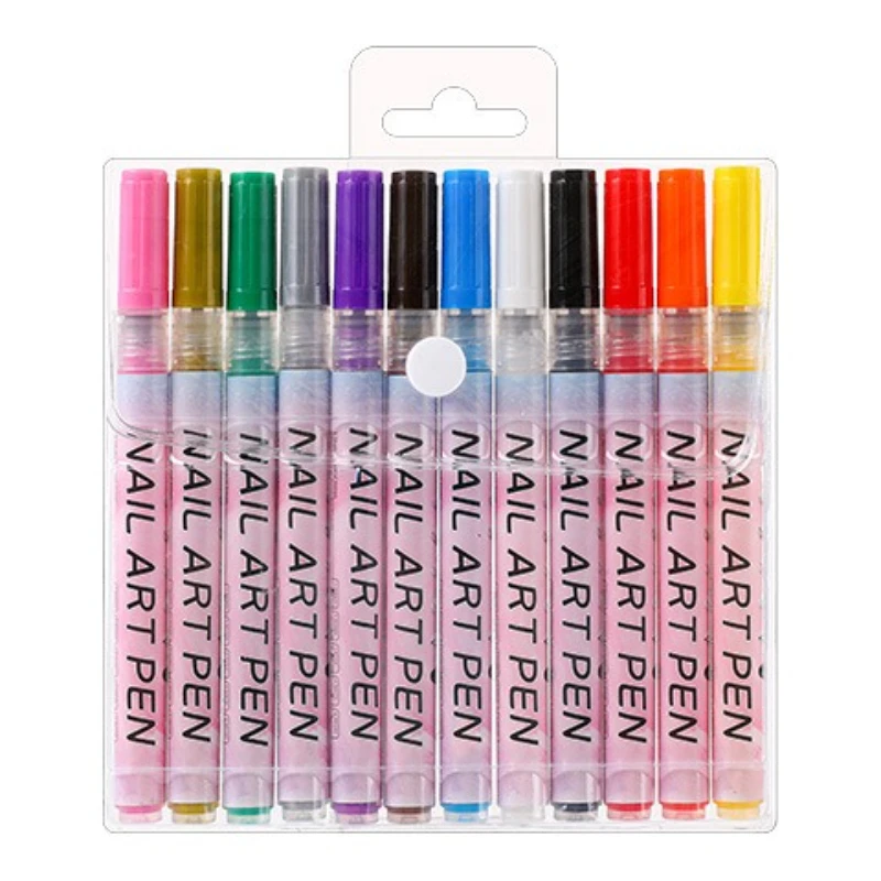 12 pezzi/set nail art graffiti penna pennarello per unghie disegno linee astratte dettagli fini design floreale strumenti per pittura per unghie impermeabili