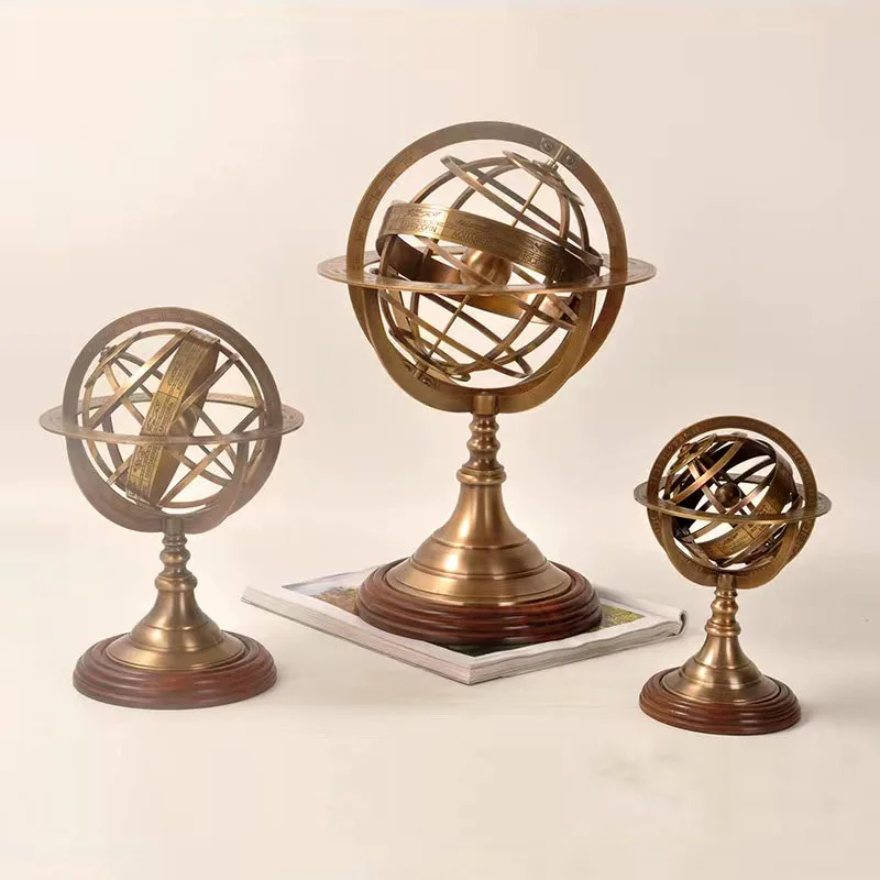 Vintage Brass Celestial Globe Earth Instrument Office Living Room Desktop Ornaments Sample Room Soft Decoration Furnishings