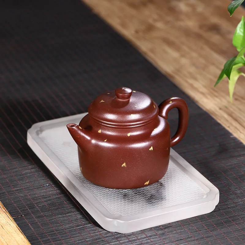 Drop-Shipping Yixing Pure Handmade Raw Ore Purple Clay With Gold Detailing High-End Tea Set Dade Zhong Teapot