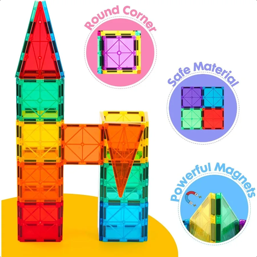 Gemmicc-azulejos magnéticos de lujo, 136 Uds., bloques de construcción, juguetes magnéticos para rompecabezas magnéticos 3D, bloques apilables para niños y niñas, juego enorme