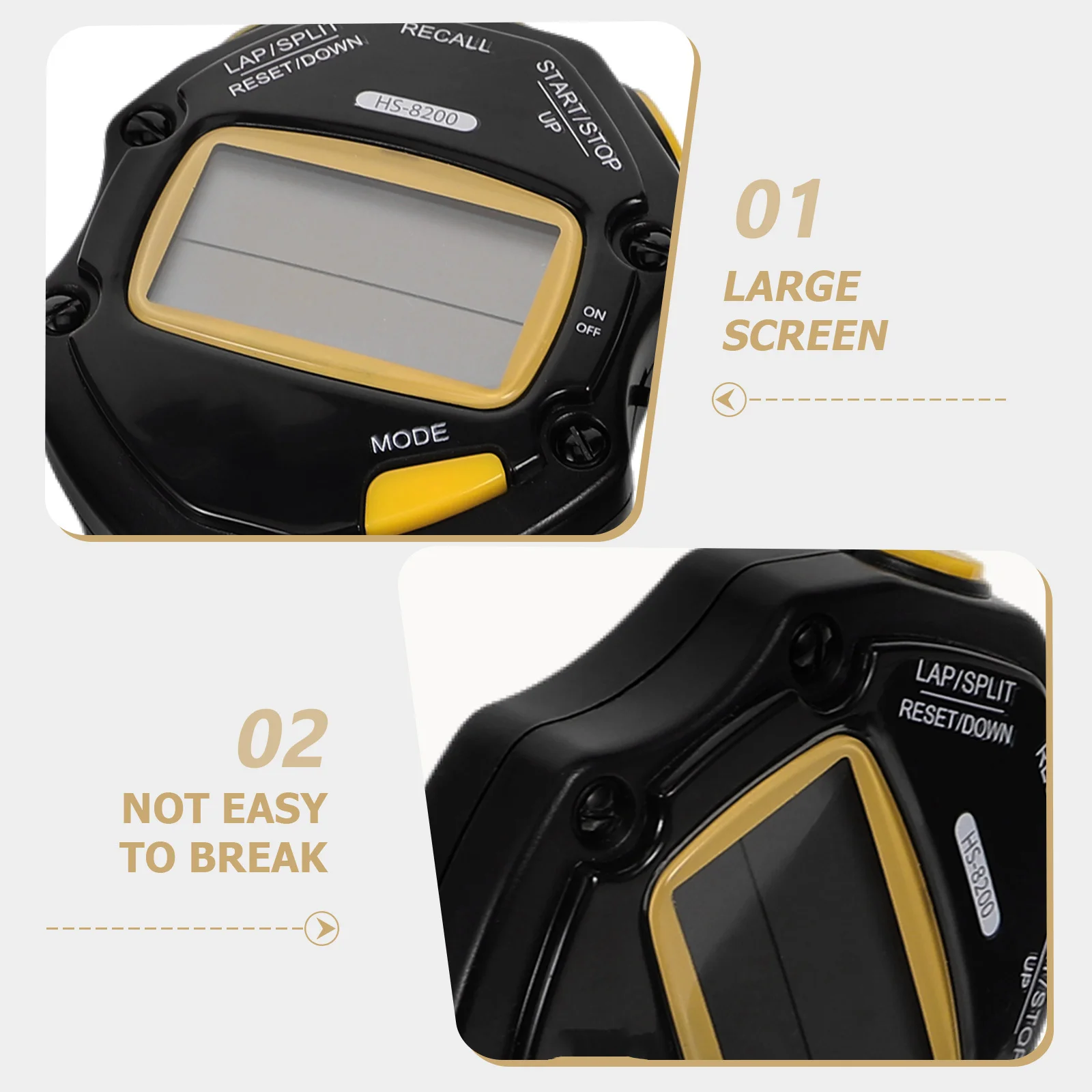 مؤقت ساعة توقيت رقمية للمدربين الرياضيين والحكام والجري والتمارين الرياضية واللياقة البدنية وتوقيت سبليت ومنبه محمول مقاوم للصدمات #5