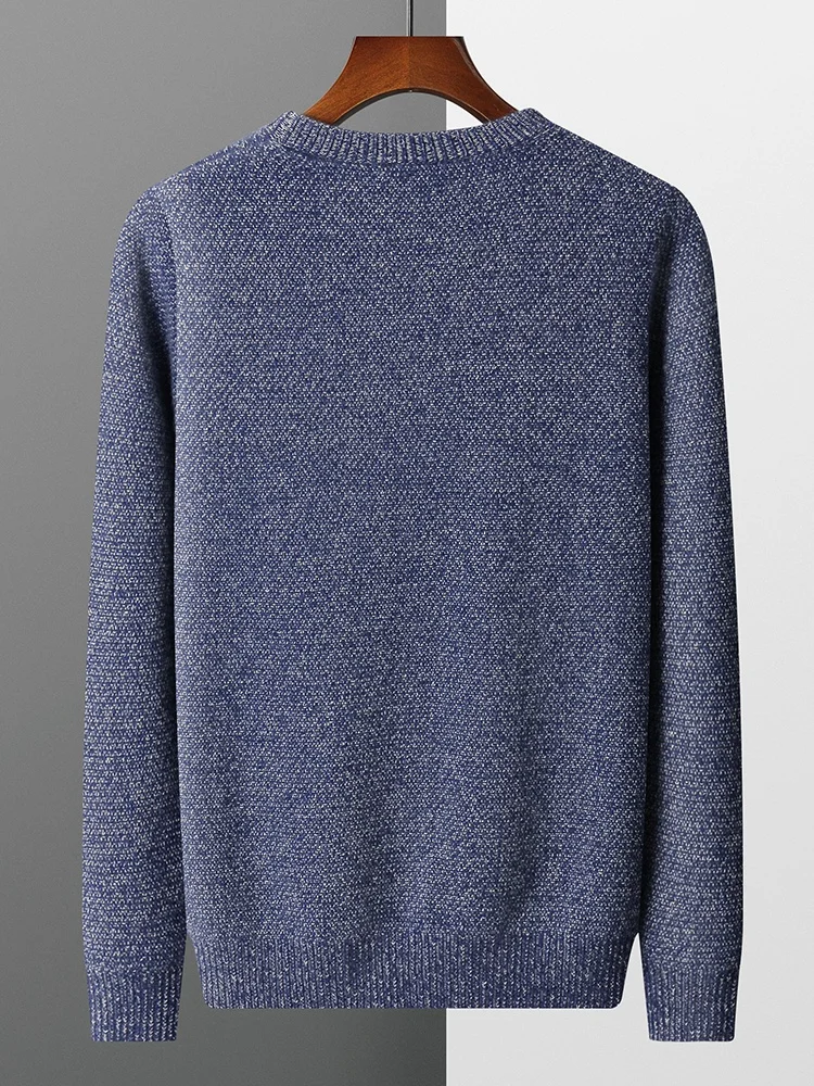 Light Luxury Autumn Winter Men's O-Neck Pullover Sweater Loose 100% Cashmere Thicked Warm Breathable Knitwear Soft Business Tops