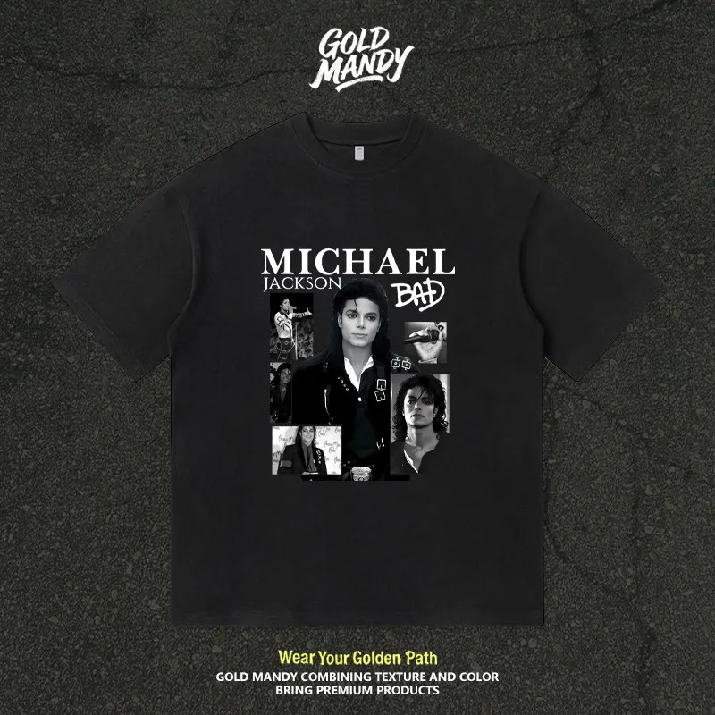 Michael Jackson (MJ) Poster Fan Merchandise Movie Star Journey Cotton T-shirt Short-sleeved for Children and Adults