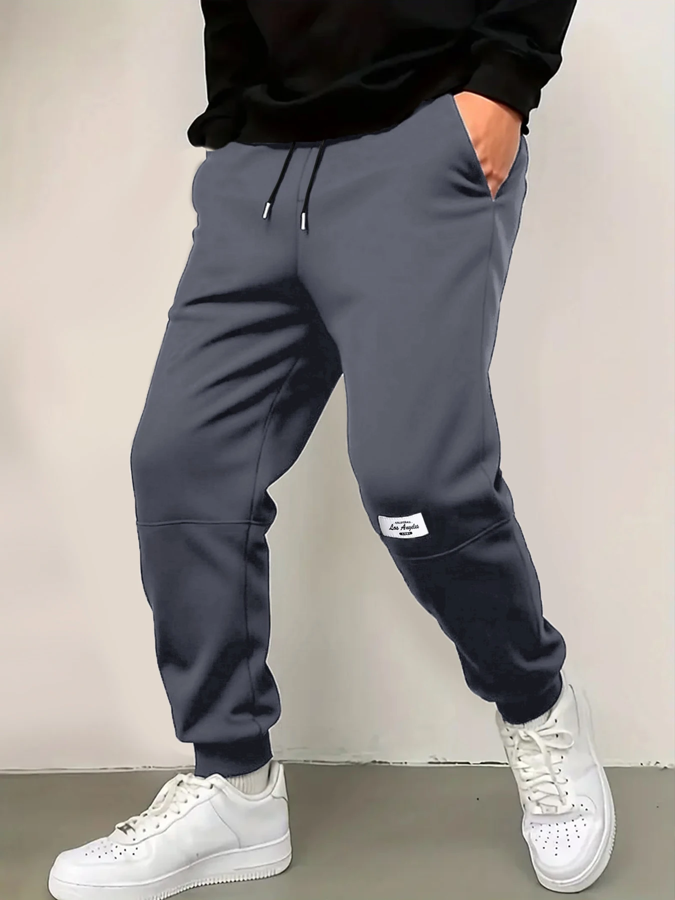 

Men's Casual Sweatpants Solid Drawstring Elastic Waist Jogger Trousers Fashion Versatile Street Sports Pants Men's Clothing