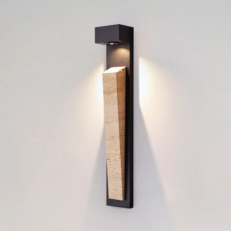 

Waterproof Travertine Linear Outdoor Wall Light Luxury for Garden Villa Terrace Entryway Lighting Home Room Decor Led Lamp