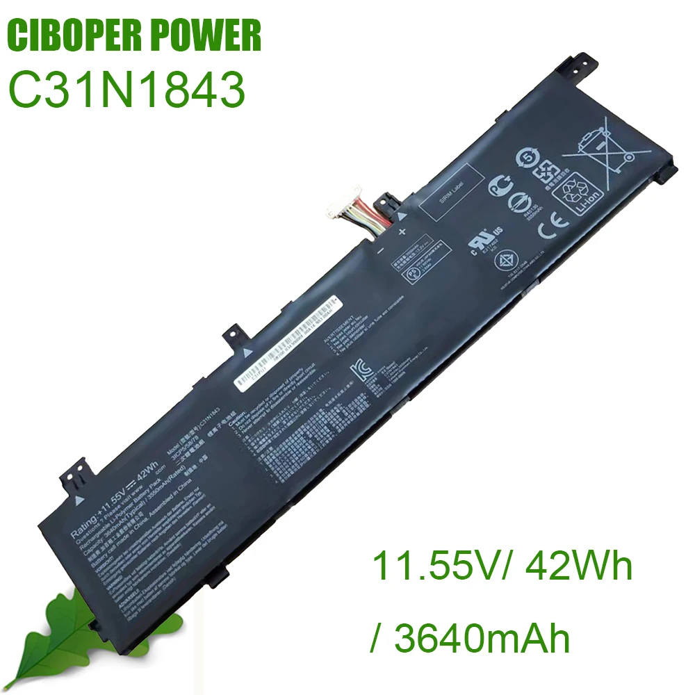 CP Laptop Battery C31N1843 0B200-03430000 11.55V42Wh/3640mAh For VivoBook S14 S432 S432FA S432FL S15 S532 S532FA S532FL