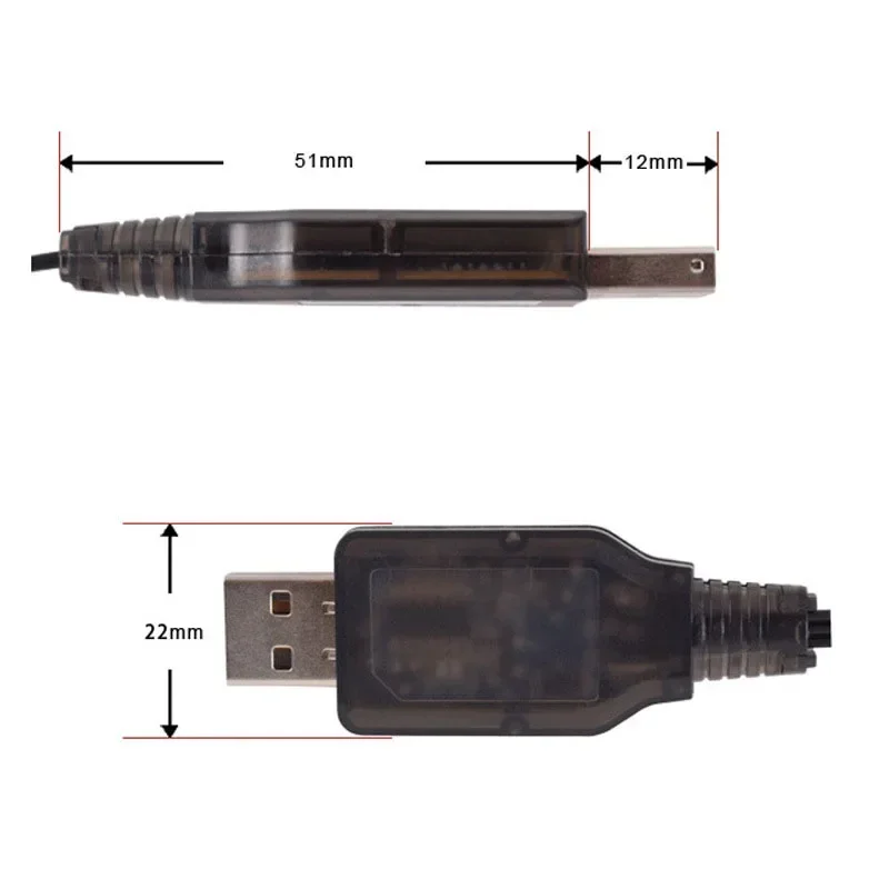 USB Charger Cable 7.4V 500mA SM-3P for Rechargeable Li-ion Battery RC Car Boat Toys Remote Control Toy SM3P Positive Charge