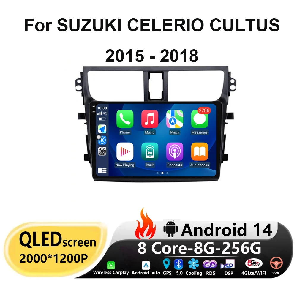 

Android 14 9 inch For SUZUKI CELERIO CULTUS 2015 - 2018 Car Radio Multimedia Video Player Navigaion Stereo Carplay Auto BT DSP